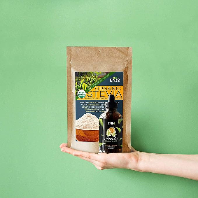Enzo Liquid Stevia Drops Our Zero Calories Sweetener (4oz - 800 Servings/Bottle) - Toffee Caramel - All Natural flavoring with No Artificial Additives & Filler Ingredient
