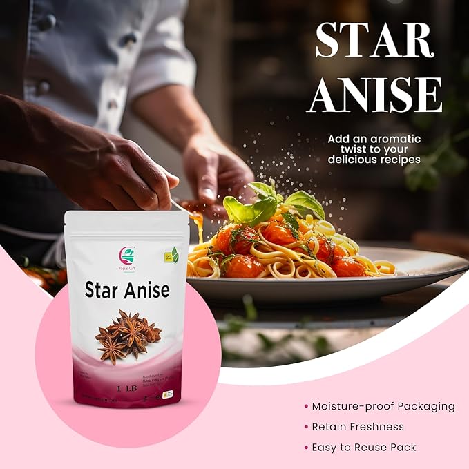 Star Anise Whole 16 Oz | Add Exotic Aroma and Rich Flavor to Your Dishes | Premium Star Anise Pods for Gourmet Delights | By Yogis Gift®