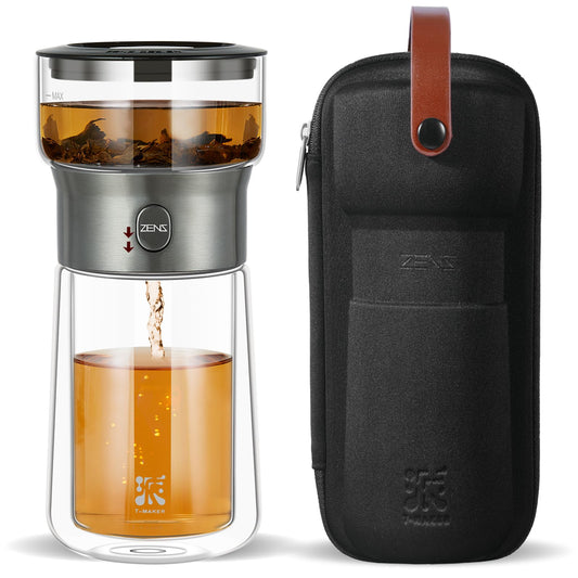 ZENS Modern Tea Infuser Teapot, One Touch Tea Maker for Loos Leaf Tea