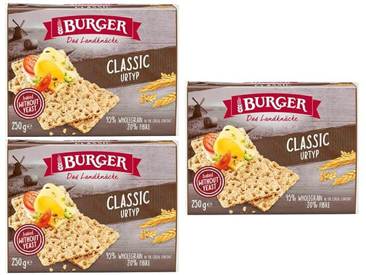 Brandt Burger Crispbread, 8.8 Oz, No Yeast (Pack of 3, Classic)