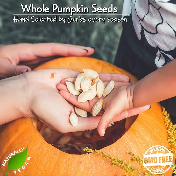 Gerbs Toasted Onion & Garlic Whole Pumpkin Seeds 4 lbs. | Small Batch Roasted, In-Shell, 10.5 mm Size, Resealable Bag | Bold & Savory Crunch | Top 14 Allergen-Free