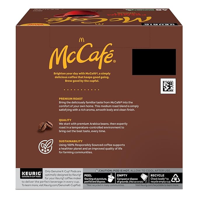 McCafé Premium Roast, Keurig Single Serve K-Cup Pods, Medium Roast Coffee Pods, 48 Count