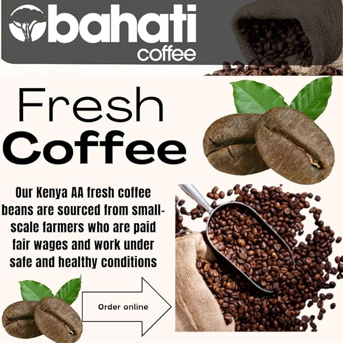 Kenya AA Grade Roasted Arabica Coffee Beans from Great Rift Valley - 100% Pure Roasted Beans - Dark Roast Ground Coffee, 340 g