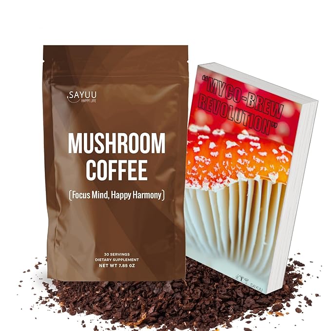 SAYUU Mushroom Coffee Blend ??Focus, Energy & Harmony ??Vegan, Functional Mushrooms, Cordyceps, Lion?™s Mane & Reishi ?“Dietary Supplement - 30 Servings