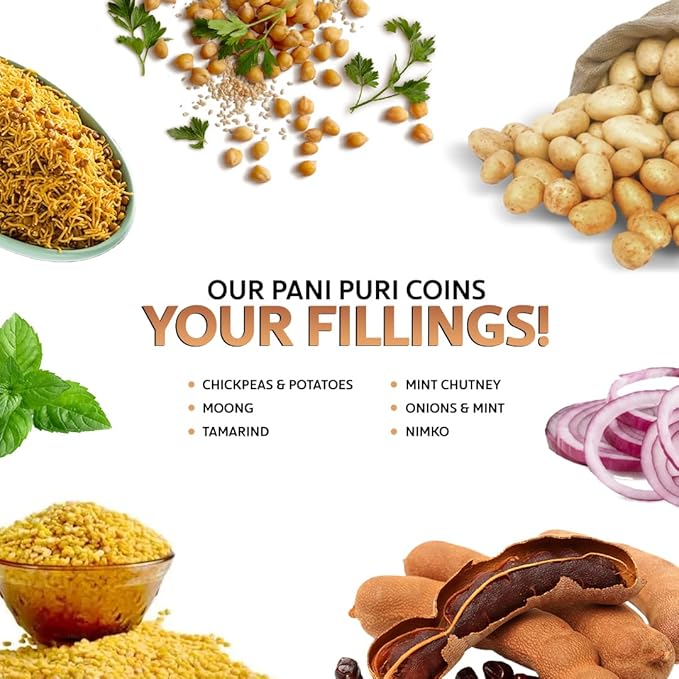 HEMANI Pani Puri - Coins - Comes with Masala - Ready to Cook - 200g (7.1 oz) - All Natural, Vegan & Non-GMO - Indian Origin
