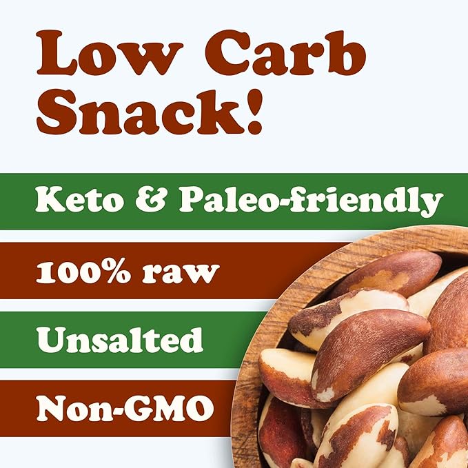 Food to Live Brazil Nuts, 8 Ounces Non-GMO Verified, Raw, Whole, No Shell, Unsalted, Kosher, Vegan, Keto and Paleo Friendly, Bulk, Good Source of Selenium, Low Sodium & Carb Food, Trail Mix Snack