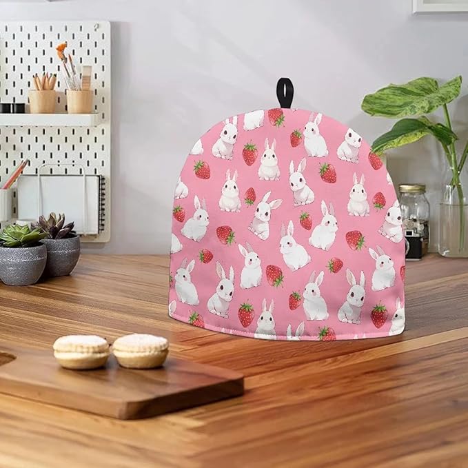 Bunny Strawberry Tea Cosy for Teapot Easter Teapot Warmer Insulating Tea Cozy Reusable Teapot Cover for Kitchen Home Decorative Keep Warm Tea Pot Decor Durability Tea Set Protector