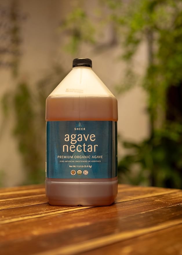 Sustainable Agave Co - Sheer - Agave Nectar - 4 x 1 Gallon Bottles (5kg each) - Raw Sweetener, Sugar-Alternative, Vegan, Non-GMO, Kosher, Gluten-Free Syrup - Bartender's Best Friend