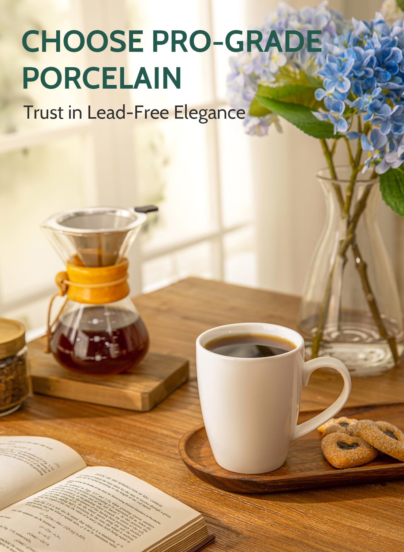 Sweese Porcelain Coffee Mugs - 16 Ounce - Set of 6, Cups for Latte, Hot Tea, Cappuccino, Mocha