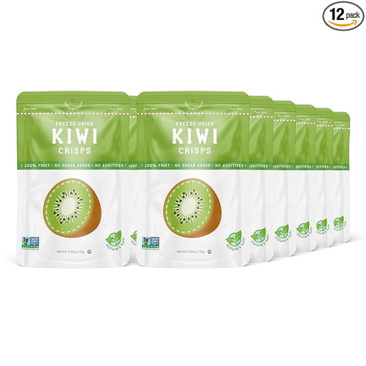 Nature’s Turn Freeze-Dried Fruit Crisps – Healthy, Gluten-Free, Crispy & Delicious, Plant-Based Snack, Ideal for Cereal, Smoothies, School Lunches, & On-the-Go, Sour Kiwi, Pack of 12 (0.53 oz Each)
