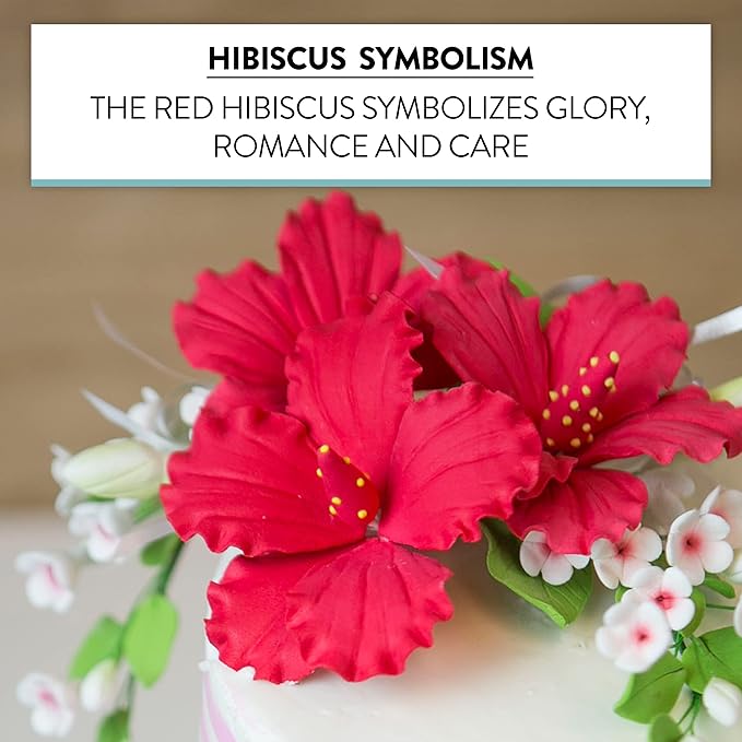 Global Sugar Art Hibiscus Sugar Cake Flowers, Red, Hawaiian Cake Flower Large 3 Count by Chef Alan Tetreault