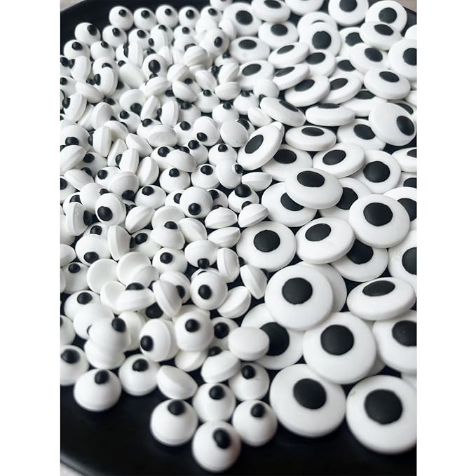 Weraru 2 Bottle Candy Eyeballs Eye Ball Sweets Cake Cupcake Toppers Cookie Dessert Sprinkles Decorations for Birthday Party Supplies 6.8 Ounce(Two Size Mixed)