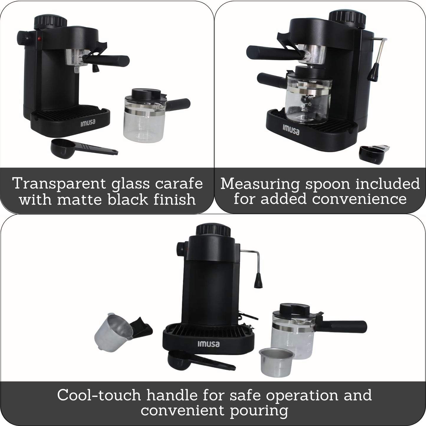 IMUSA 4 Cup Electric Espresso Cappuccino Coffee Maker, Black