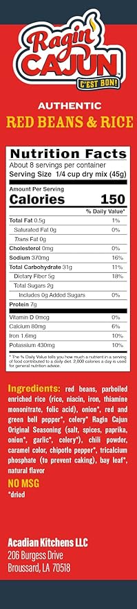 Ragin Cajun Red Beans and Rice 8oz (Pack of 6)