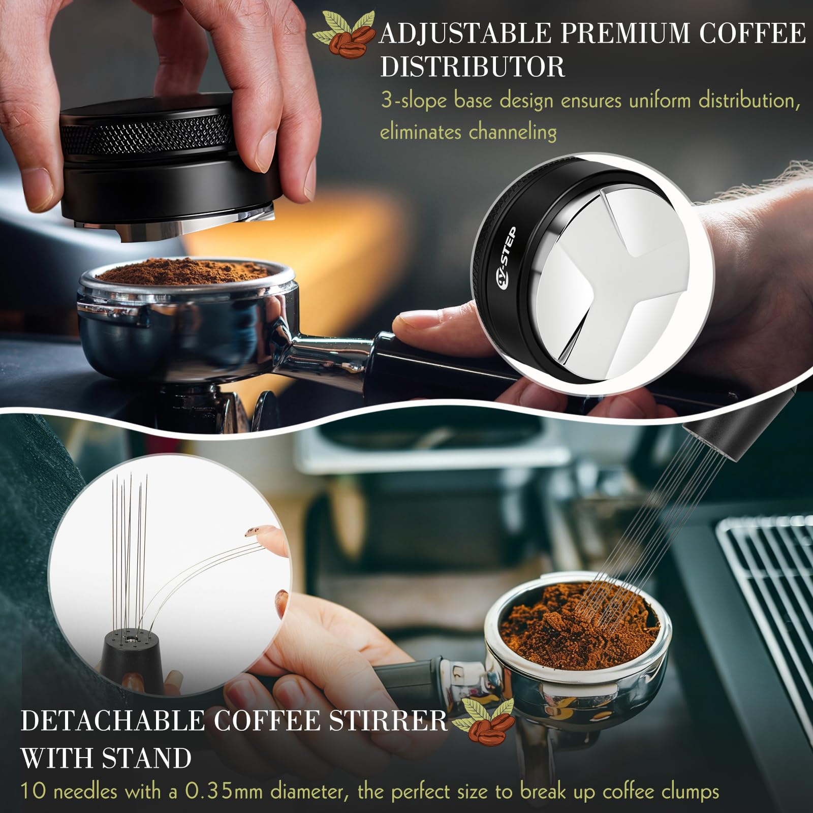 Y-Step 8 Pcs Espresso Accessories Kit, 51mm Espresso Tamper Kit Espresso Tools Barista Kit &