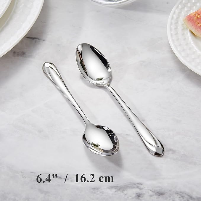 KEAWELL Premium Astra 4-Piece 6.4 inch Spoon Set ??Mirror-Finished 18/10 Stainless Steel with Diamond-Faceted Handles Dishwasher Safe for Modern Dining (4, Teaspoons)