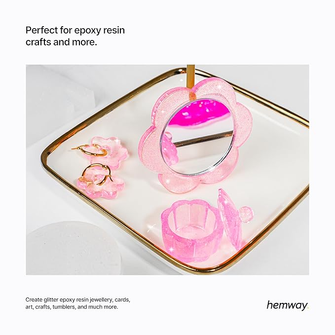 Hemway Premium Glitter Shaker - Baby Pink Iridescent | 130g Ultrafine Metallic Flake Sequins for Resin & Epoxy Crafts | Craft Supplies for Tumblers, Festival, Art