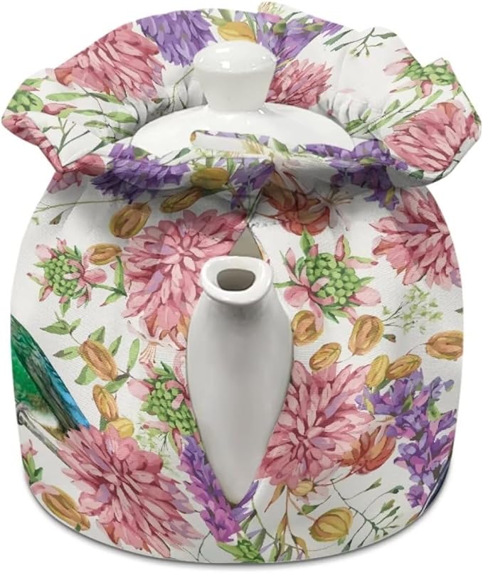 Hummingbird Tea Cozy for Teapot Insulated Kitchen Decor Flower Tea Pot Cover for Keeping Warm Teapot Dust Protector for Women