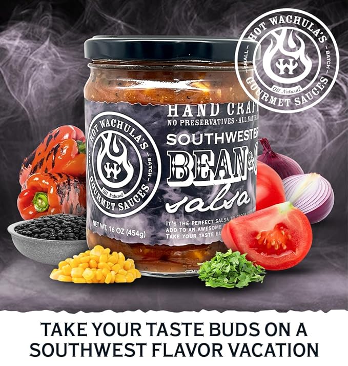Hot Wachula?셲 Southwest Black Bean & Corn Salsa | Medium | Hand Crafted Small Batch Salsa | Made with Fresh All Natural Ingredients | Gluten Free | Low Sodium