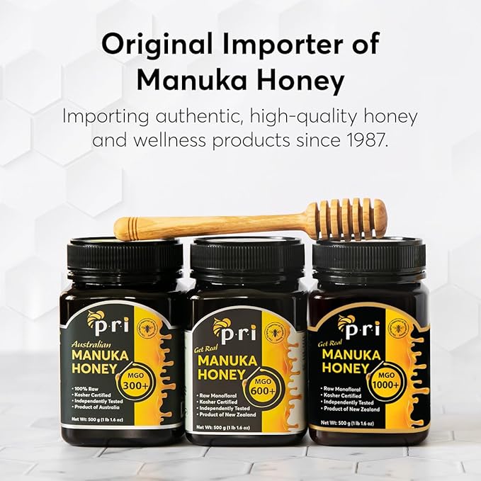 P.R.I Manuka Honey, Certified MGO 1000+, New Zealand Raw Monofloral Manuka Honey (8.8 oz / 250g)