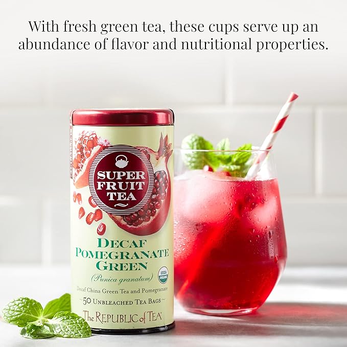 The Republic of Tea, Pomegranate Green Tea Decaf, 50 Count