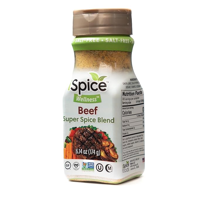 Spice - Salt-Free | Sugar free | 100% Pure Wellness Beef Super Fat Free Spice Blend | All Natural | Ready to use as is | No preparation is necessary at all