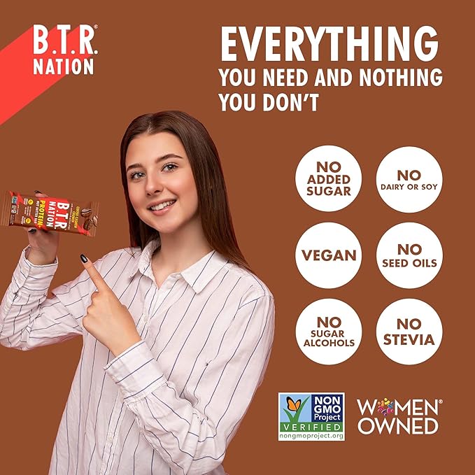 B.T.R. Nation Vegan Keto Plant Based High Protein & High Fiber Bars - Coffee Cashew Crunch Protein+ | 12 Bars | Low Carb & GF, Free of Sugar Alcohols, Dairy, Soy and with Powerful Superfoods!