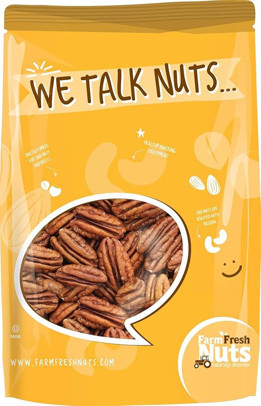 Whole, Shelled & Raw Georgia Pecans (2 Lbs.) - Southern Tastiness - Unsalted & Handpicked for Freshness - Kosher Certified - Vegan & Keto Friendly - Farm Fresh Nuts Brand