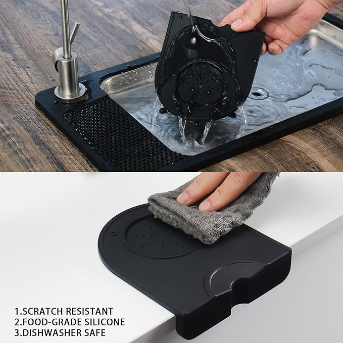 Espresso Tamping Mat, Silicone Coffee Tamper Mat with Corner Edge Tamp Support Station for Countertop, Barista Tools, Espresso Accessories, Small, Black