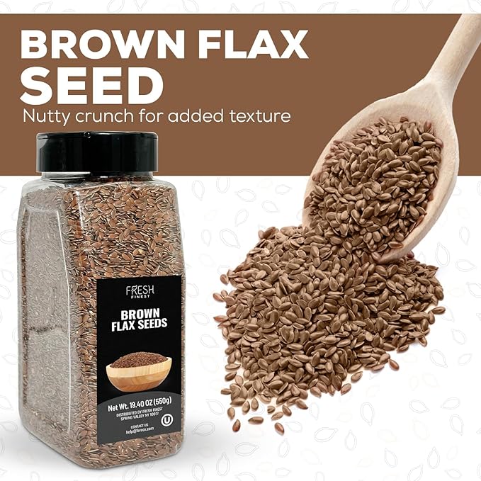 Fresh Finest Brown Flax Seeds - Whole, Non-GMO, High in Fiber & Omega-3, Sproutable Raw Flaxseeds Keto Friendly Baking, 19.40oz