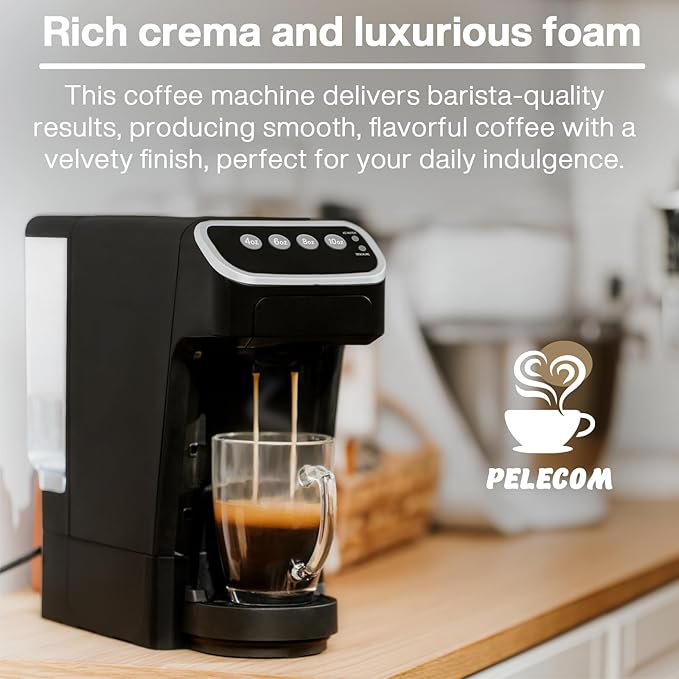 PeleCafe Coffee Machine – Compatible with Senseo Pods – Fast Brewing Single-Serve Coffee Maker with Rich Flavor Extraction, Crema Layer, Space-Saving Sleek Design, Barista-Quality Taste
