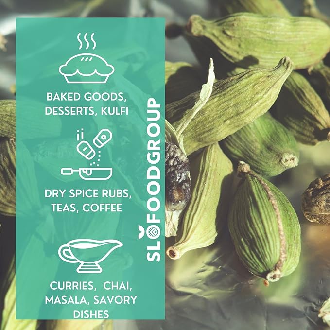 Slofoodgroup Green Cardamom Pods -Natural Cardamom Spice - 4 Oz.
