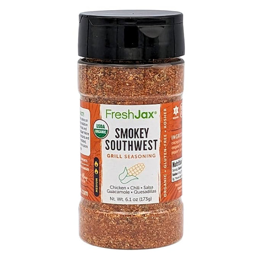 FreshJax Organic Smokey Southwest Grill Seasoning (6.1 oz Bottle) Non GMO, Gluten Free, Keto, Paleo, No Preservatives Southwest Spice Blend
