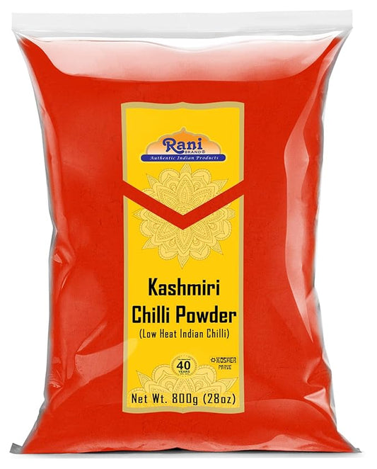 Rani Kashmiri Chilli Powder (Deggi Mirch, Low Heat) Ground Indian Spice 28oz (800g) ~ All Natural, Salt-Free | Vegan | No Colors | Gluten Friendly | NON-GMO | Kosher | Indian Origin