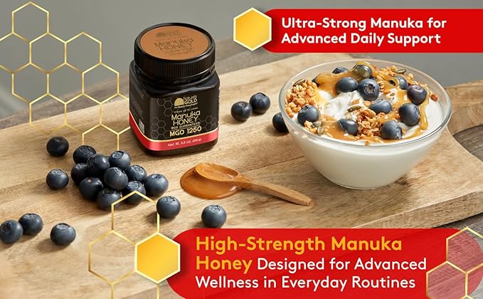 Nature’s Gold Raw Manuka Honey, Certified High MGO | Authentic MGO, 100% Pure Genuine Traceable Hive to Home, MGO 1250+, 3.5 Ounce (Pack of 1)