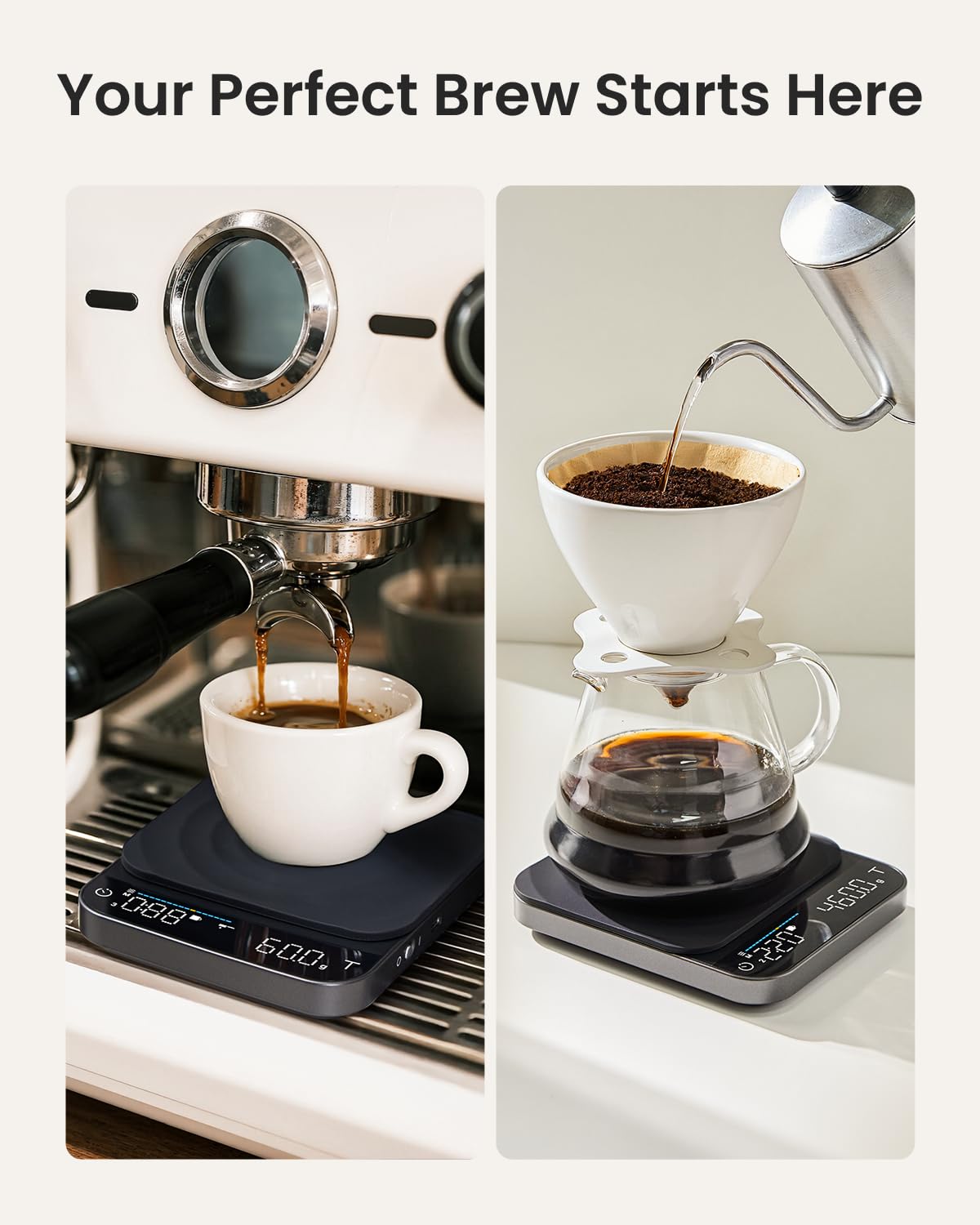 RENPHO Espresso Scale with Timer, Rechargeable, 0.1g Accuracy, 3kg