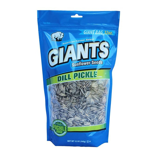 GIANTS Dill Pickle Sunflower Seeds - Sunflower Seeds Bulk, Big Sunflower Seeds to Eat, Roasted & Flavored for Eating, Pickle Sunflower Seeds, 8g Protein Per Serving - 12 oz Bag