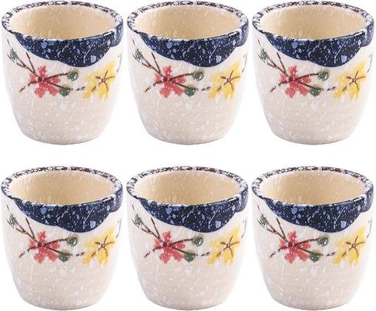 Porcelain Sake Cups, Set of 6 Wine Cups for Japanese Wine