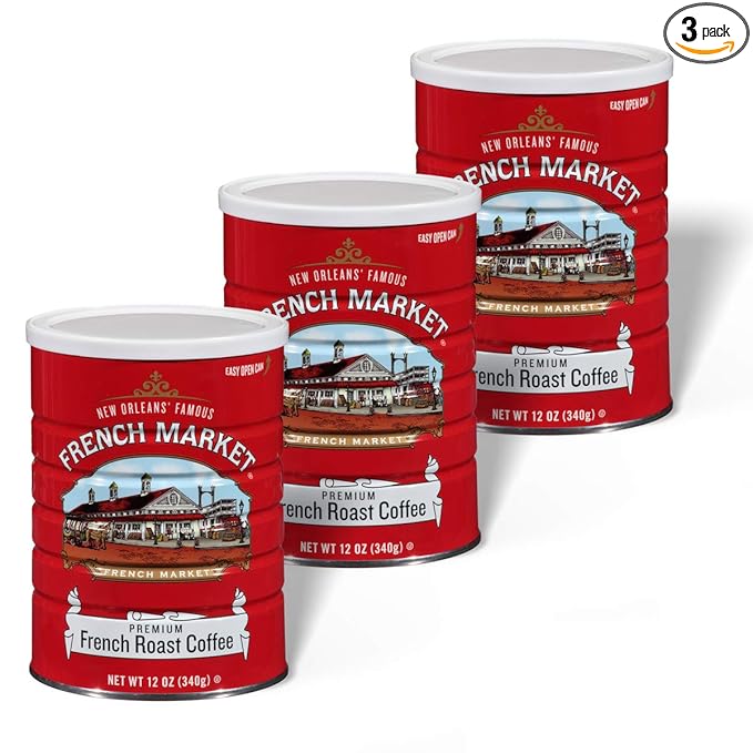 French Market French Roast Medium-Dark Roast Ground Coffee, 12oz Can (Pack of 3)
