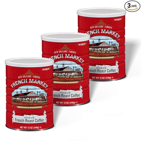 French Market French Roast Medium-Dark Roast Ground Coffee, 12oz Can (Pack of 3)