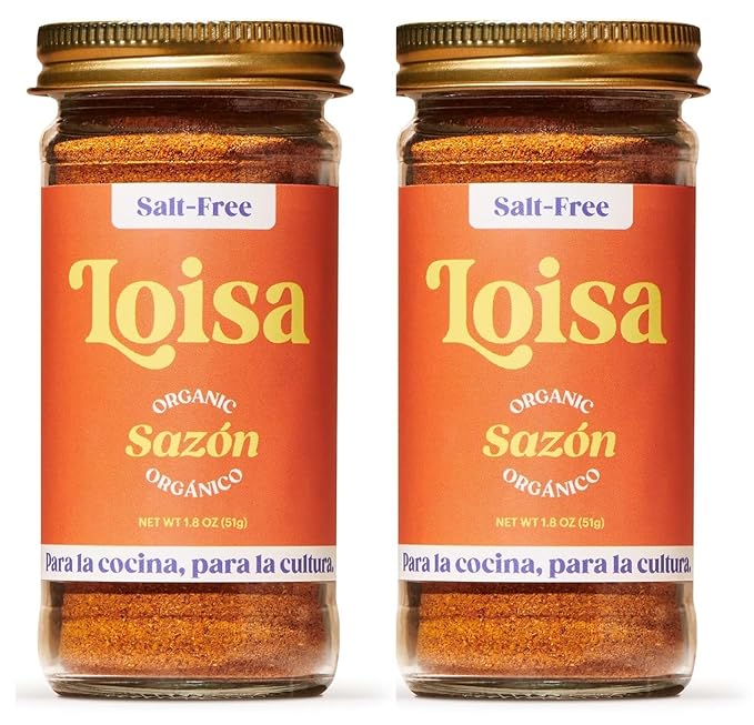 Loisa Seasoning, USDA Organic, Non-GMO, No-MSG, No Preservatives, No Artificial Coloring, No Artificial Flavors, 2.9oz (SALT-FREE Sazón Two Pack)