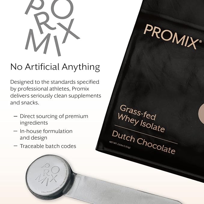 ProMix Nutrition Whey Protein Isolate Powder, Chocolate - Grass-Fed - 짯Post Workout Fitness & Nutrition Shakes, Smoothies & Cooking Recipes - Gluten-Free & Keto-Friendly - 2.5 Pound (Pack of 1)