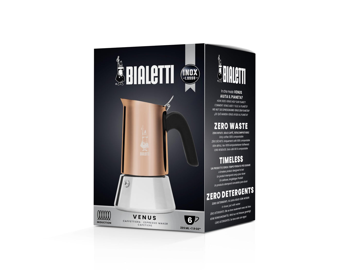Bialetti - New Venus Induction, Stainless Steel Stovetop Espresso Coffee Maker, Suitable for all