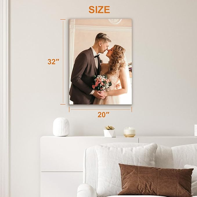 Custom Canvas Prints with Your Photos- Personalized Print Canvas Pictures, Custom Wall Art Gift for Living Room, Bedroom, Wedding Family Baby Pets Framed 30 x 20 inche