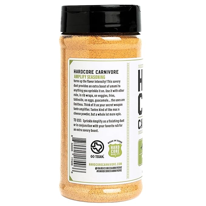 Hardcore Carnivore Amplify - Mega Savory Flavor Dust Seasoning (10.5 oz Shaker) Umami -Packed, All -Purpose Texas-Made Blend for Meat, Veggies and More