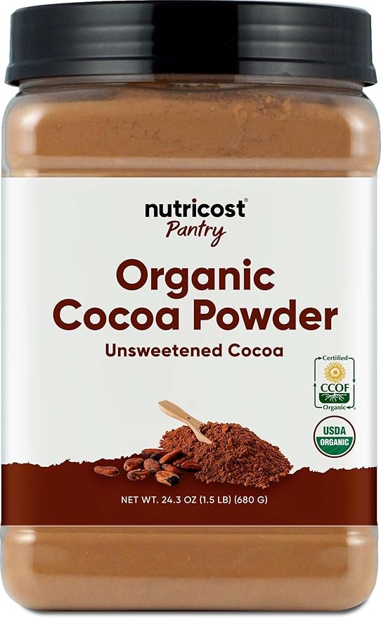 Nutricost Pantry Organic Cocoa Powder (1.5 Pounds Per Bottle) Non GMO, Gluten Free, Vegan, Baking Powder