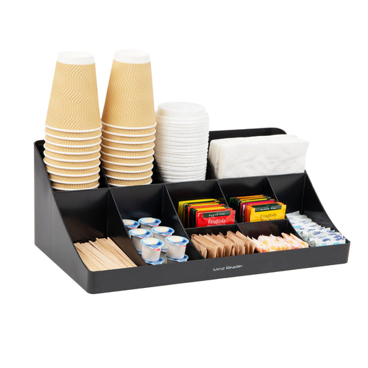Mind Reader Cup and Condiment Station, Countertop Organizer, Coffee Bar, Kitchen, Stirrers