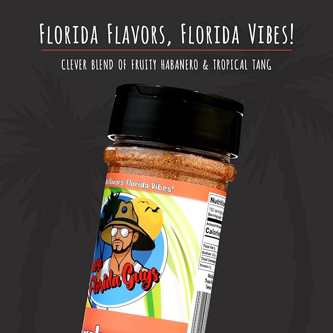 Sunburn Seasoning and Rub, 150g - Unique Blend of Fruity Habanero & Tropical Tang for Bold and Pleasant Heat - Perfect Spices for Pork, Chicken, Fish, Shrimp, French Fries & More