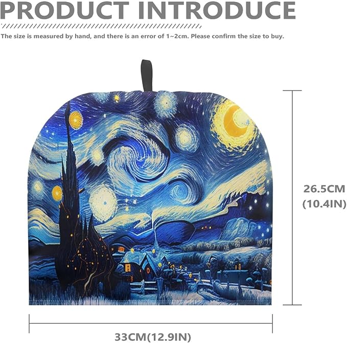 Oil Painting Starry Night Tea Cozy for Teapot Dome Teapot Cover Customized Teapot Covers with Handle Dust Cover Kitchen Kettle Dust Cover Can Hung and Folded (Blue)