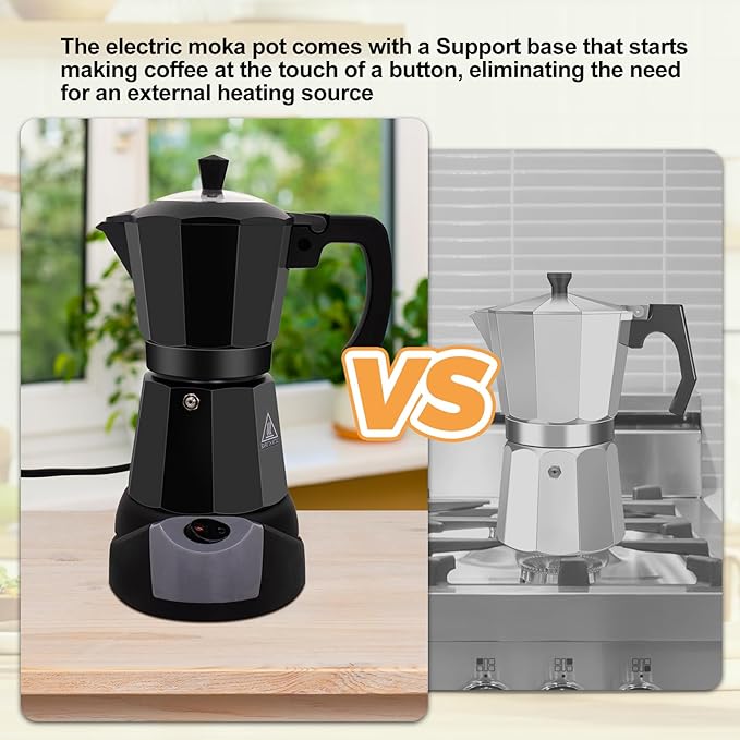 Electric Aluminum Moka Pot 5-6 Cup 270ml Espresso Maker with Detachable Base Ideal Coffee Makers for Home MochaPot Italian and Cuban Cafì±?Coffeemaker Espressomaker CoffeePot Black
